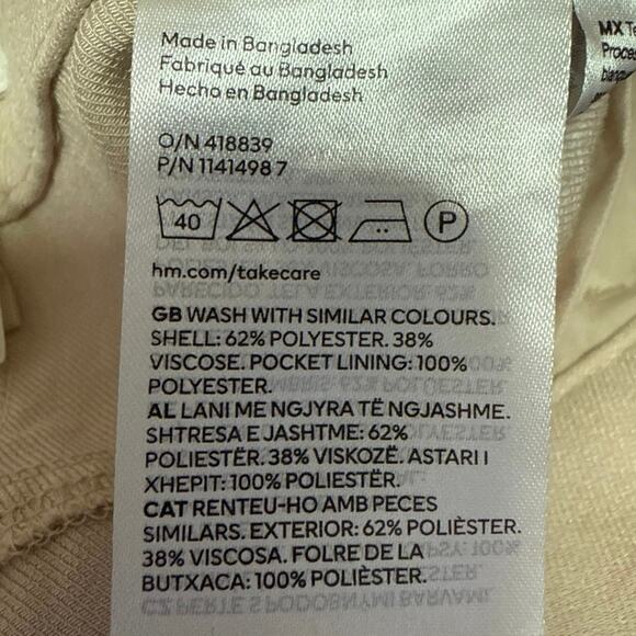 H&M Women's Beige Khaki Chino Loose Fit Straight Trouser Dress Pants Size 4 - Picture 5 of 5